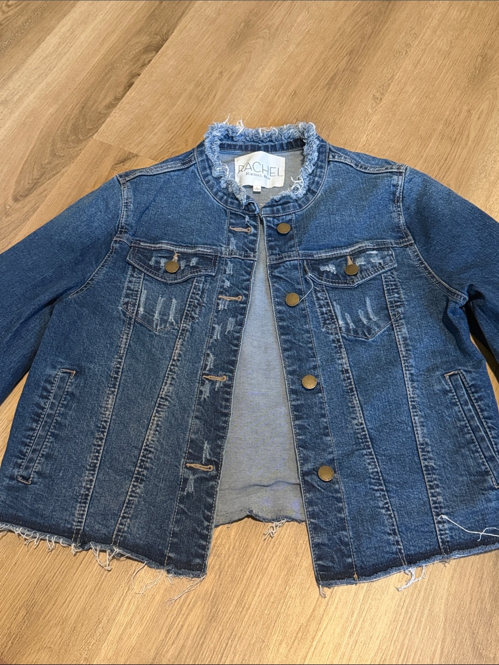 Rachel Roy Women’s Denim Jacket with Frayed Trim -1
